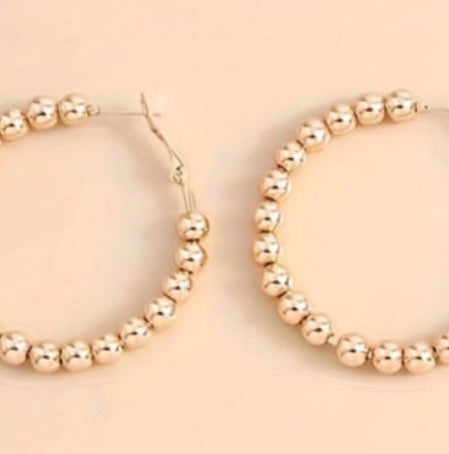 Gold Beaded Hoop Earrings