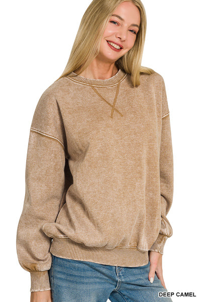 Acid Wash Fleece Sweatshirt