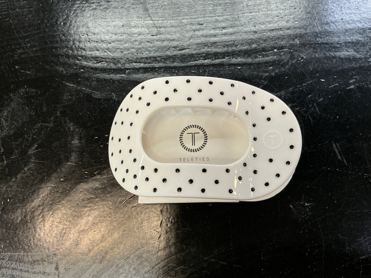 White Polka Dot Party Flat Round Clip-Large