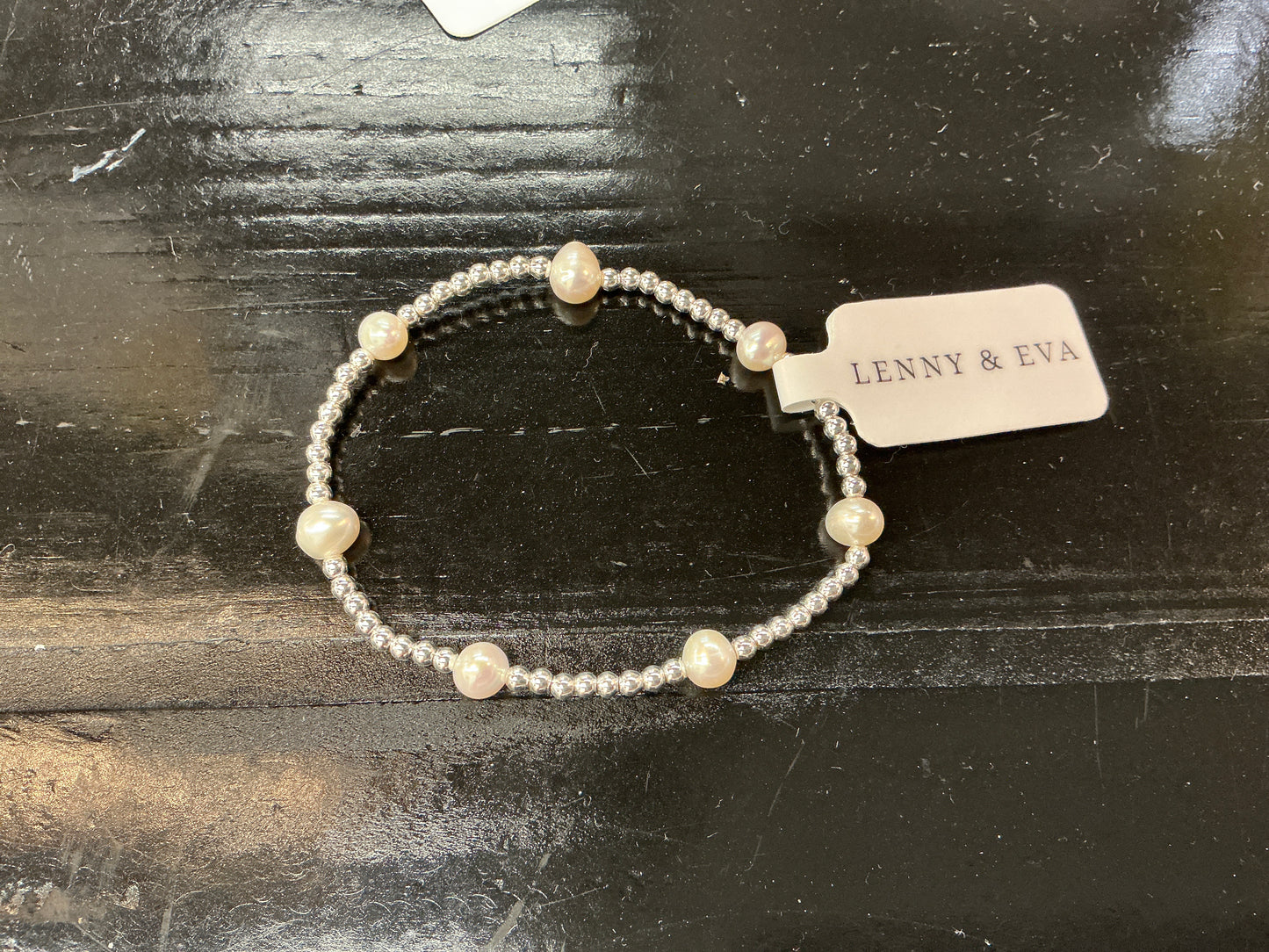 Silver Plated Dot Stretch with Pearls