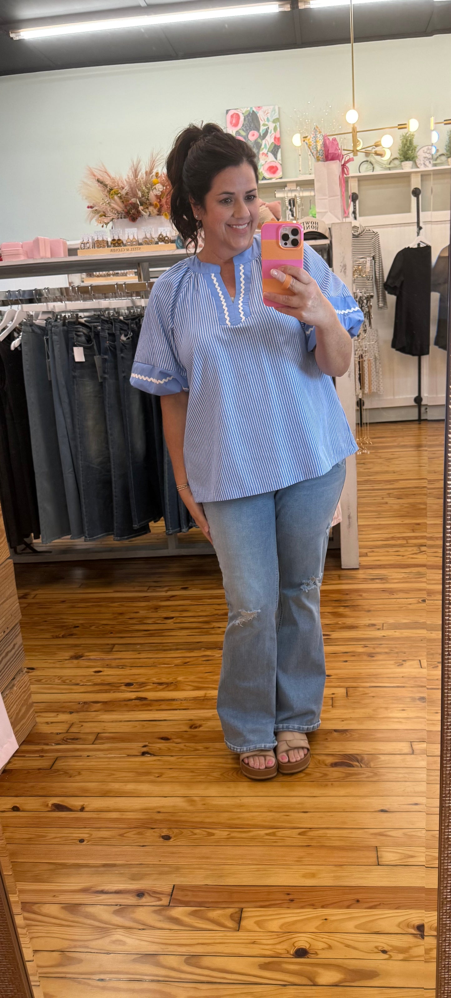 The LeAnna Striped Woven Blouse (S-L)