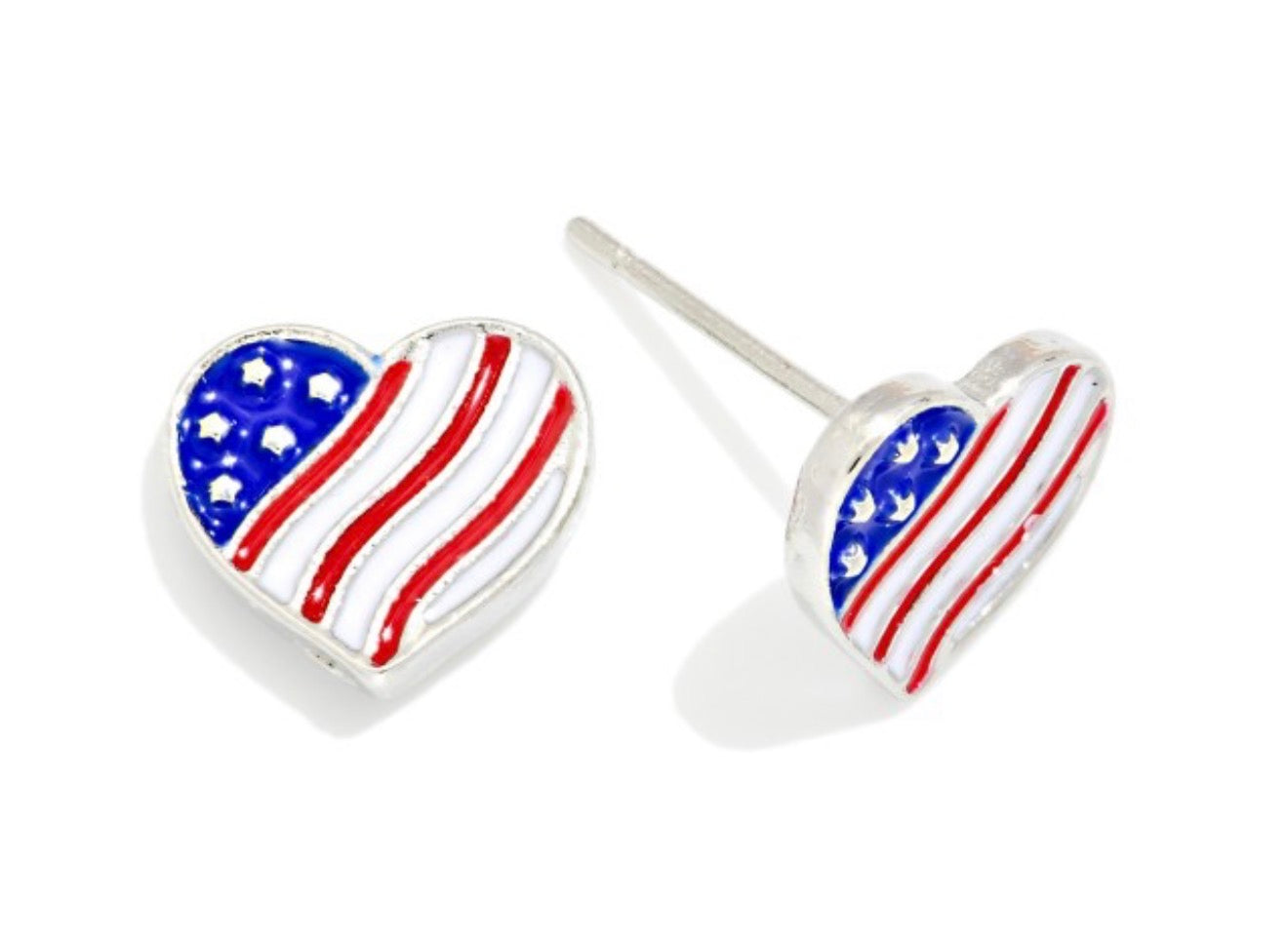 American Flag Heart Earrings