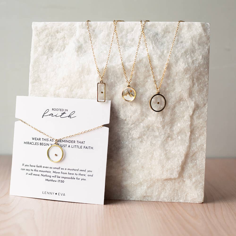 Rooted in Faith Mountain Mustard Seed Necklace,Matthew 17:20