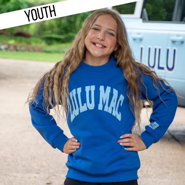 Royal Blue/Light Blue Puff Crew- Lulu Mac Youth