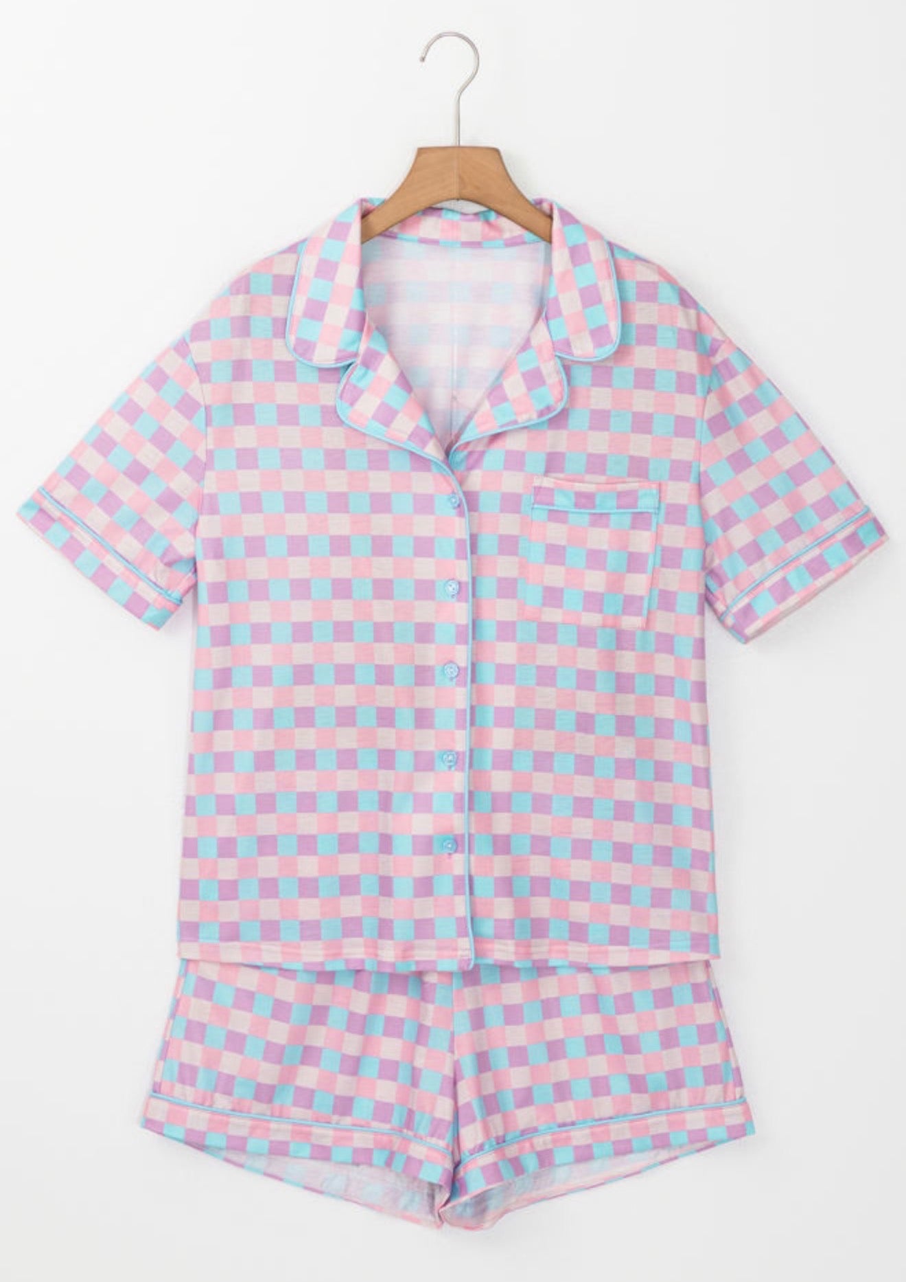 Purple Checkered Pajama Set
