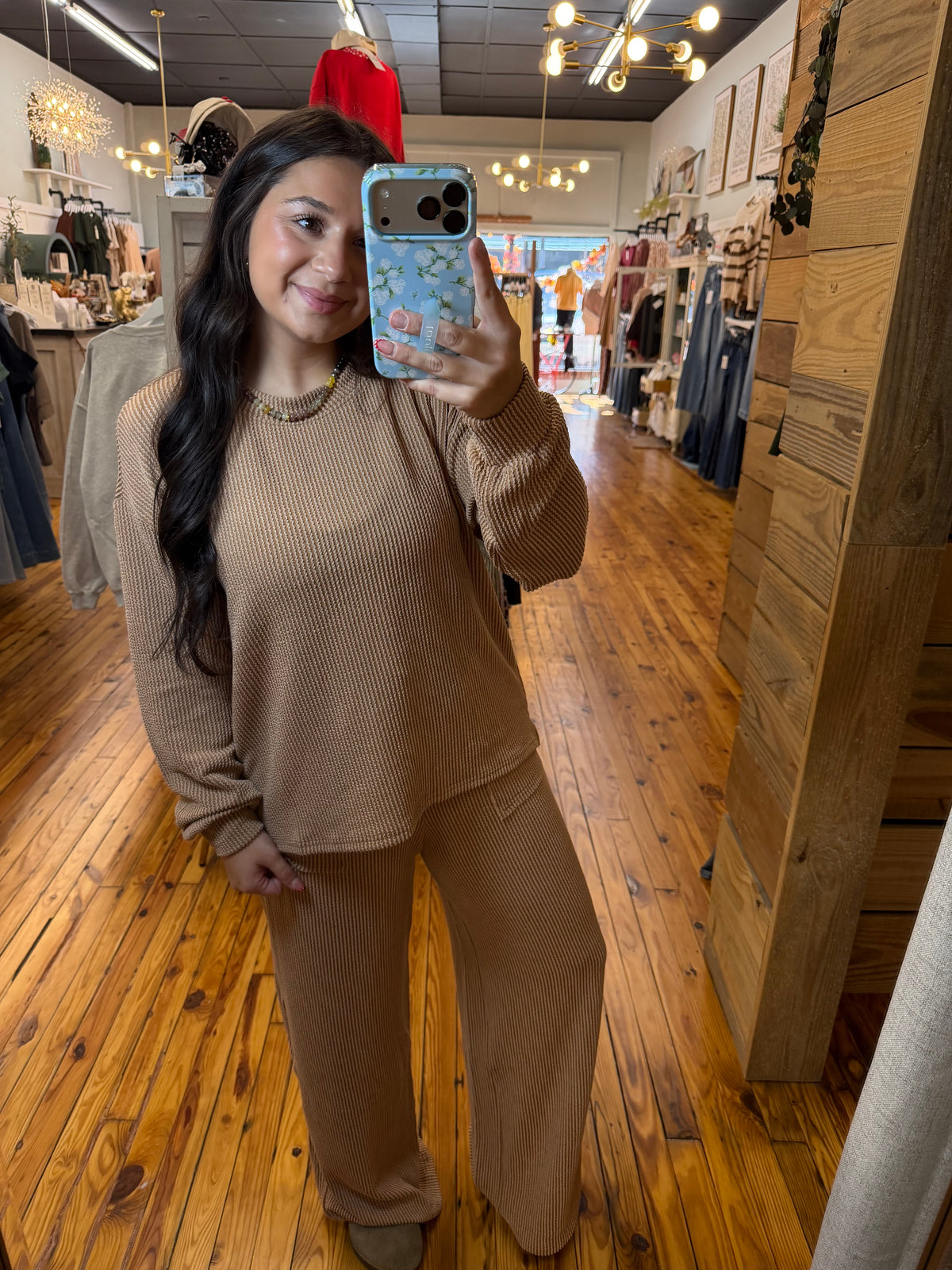 Raised Rib Pullover LS Pants Set(2 Colors)