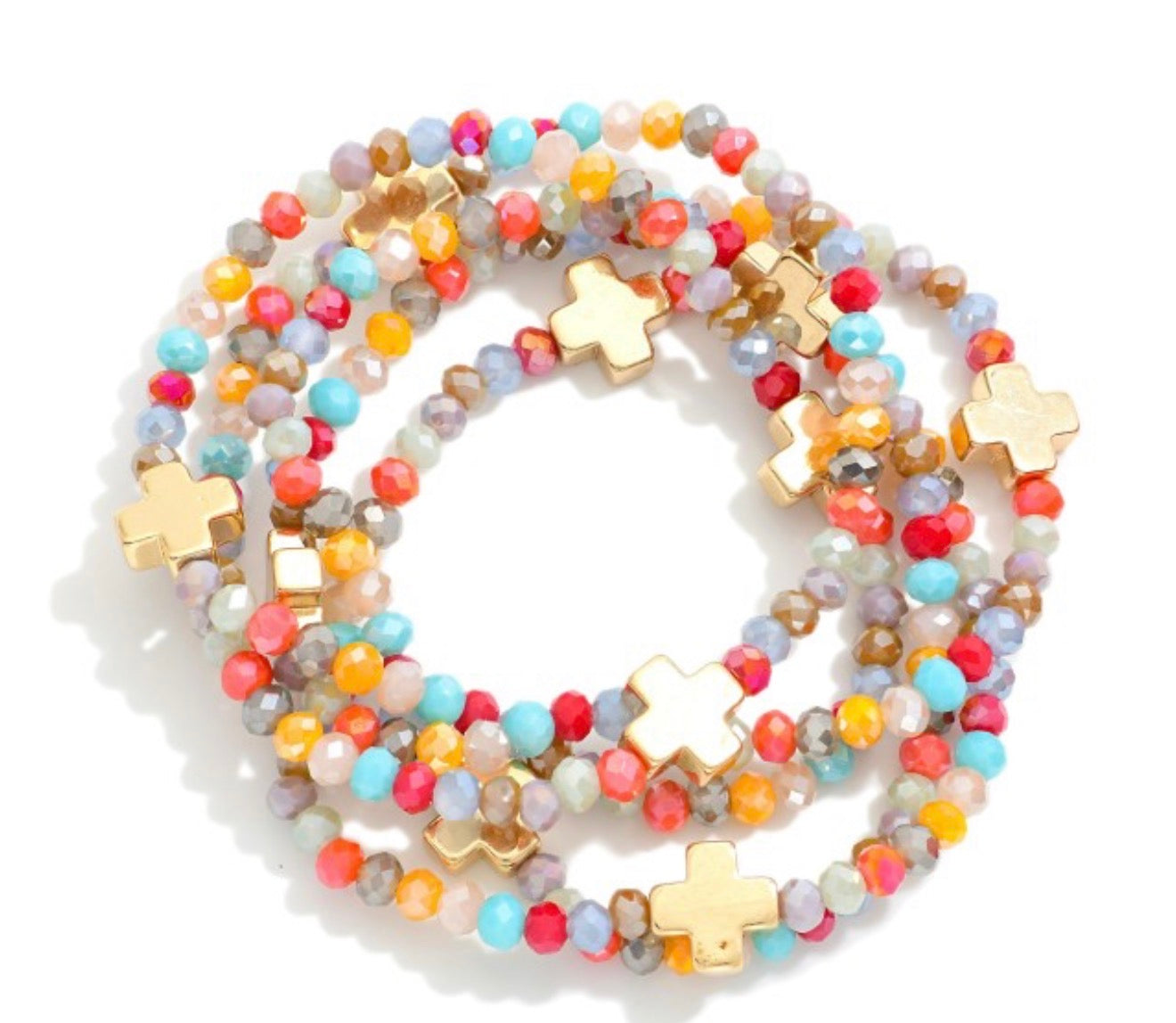 Multicolor Beaded Bracelet With Cross