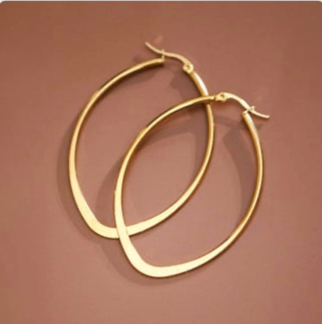 18K Gold Plated Waterproof Stainless Steel Hoop Earrings