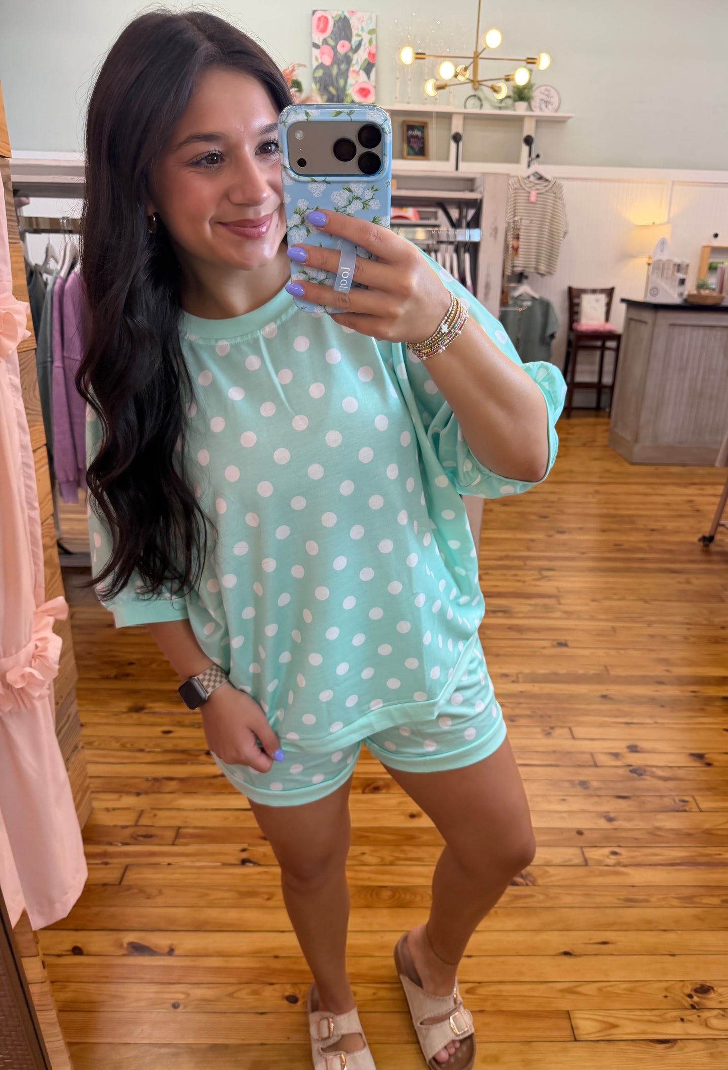 Green Polka Dot 2pc. Shorts Set