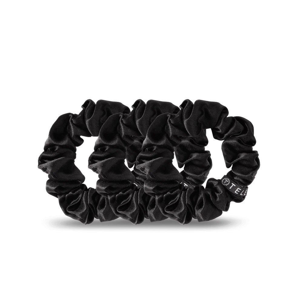 Jet Black Large Silk Scrunchies