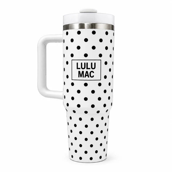 White/Black Dot Tumbler- Lulu Mac