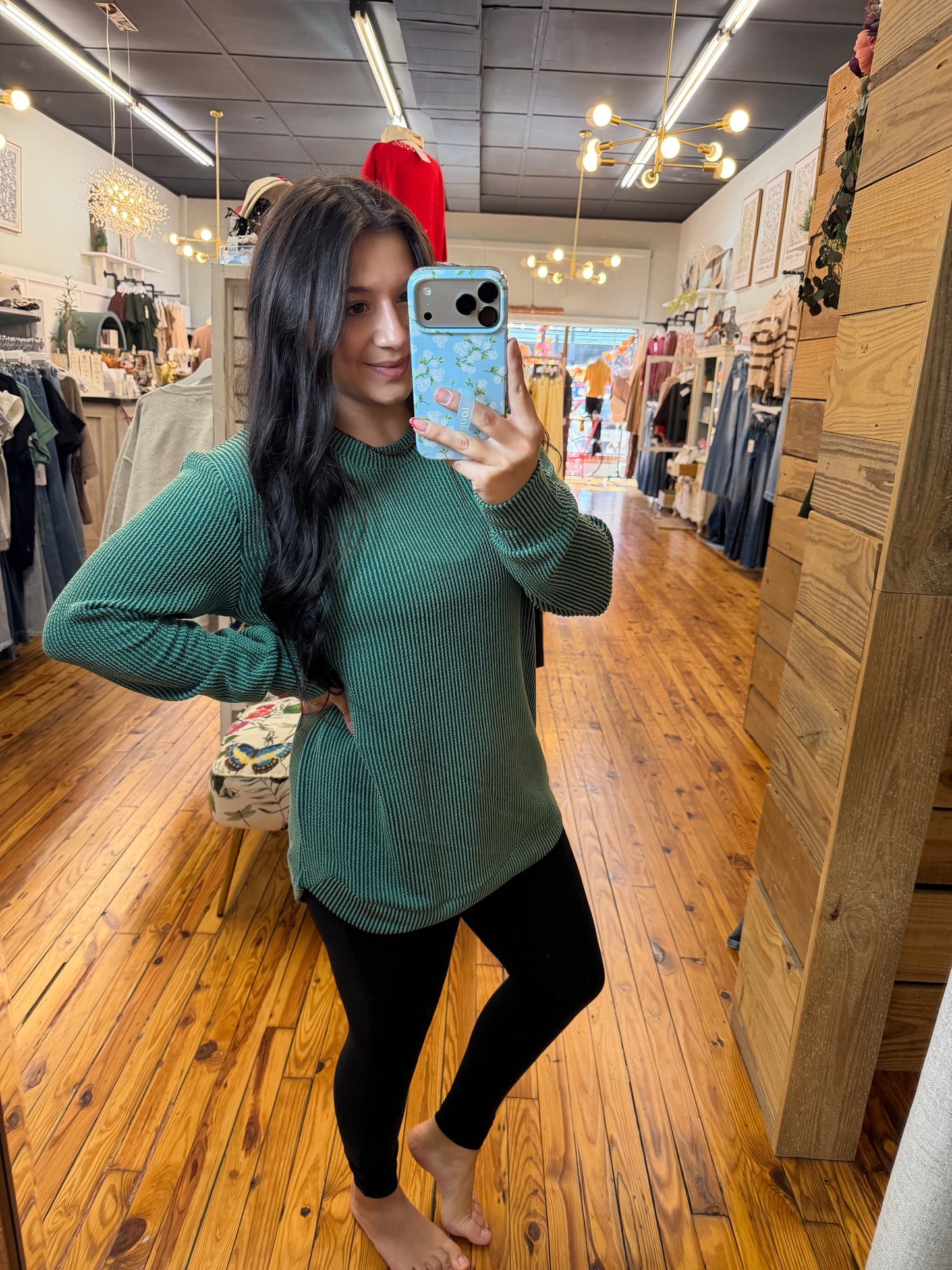 Raised Rib Long Sleeve Top