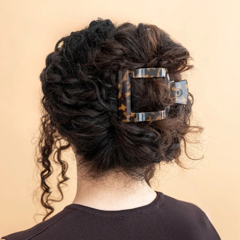 Tortoise Flat Square Hair Clip- Large
