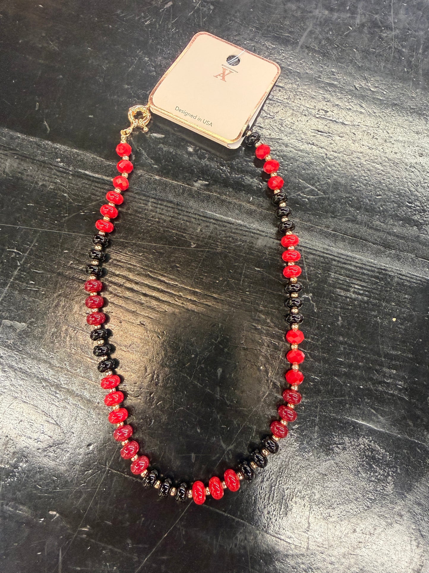 Red and Black Beaded Necklace