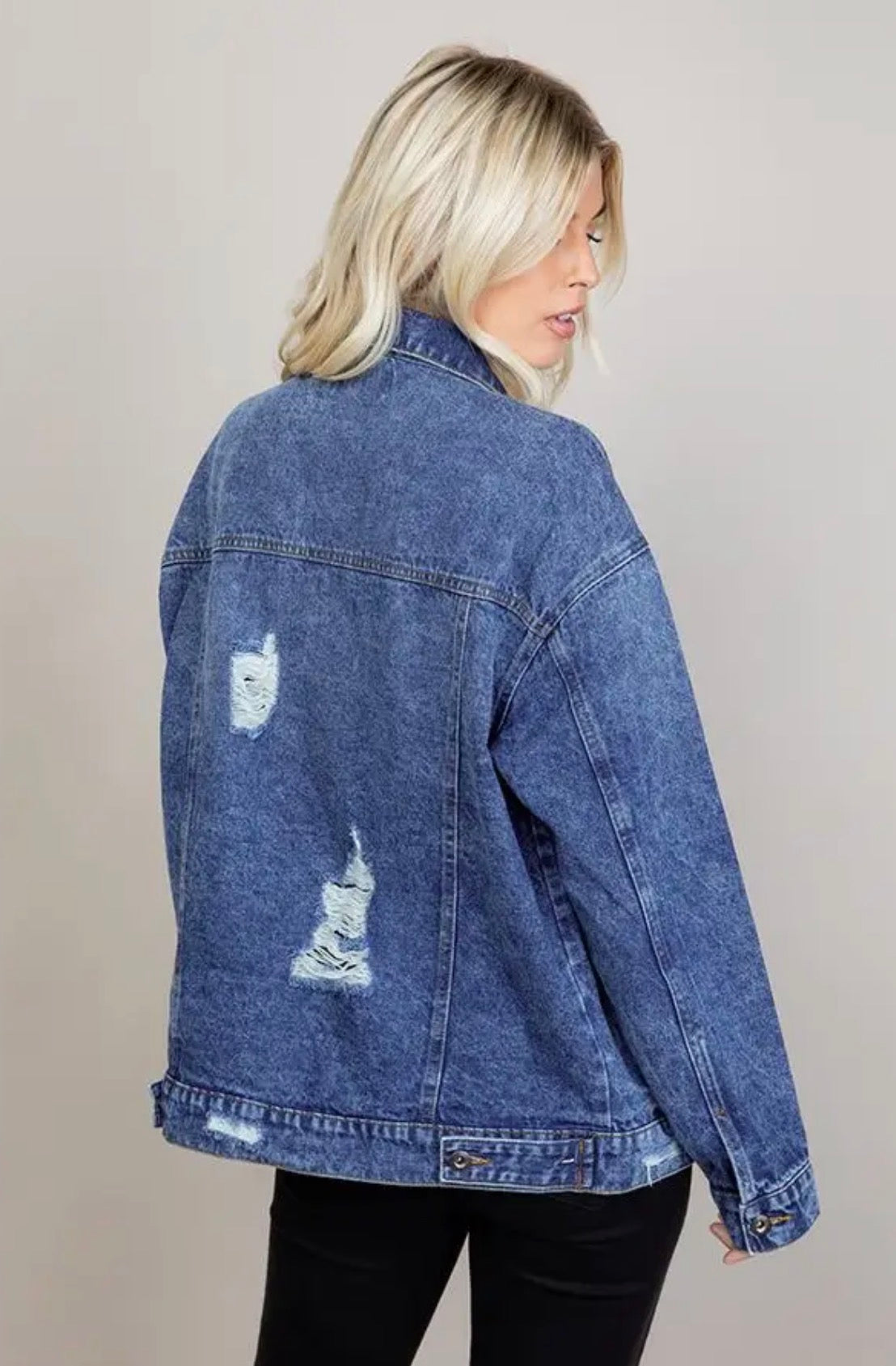 Destroyed Oversized Denim Jacket