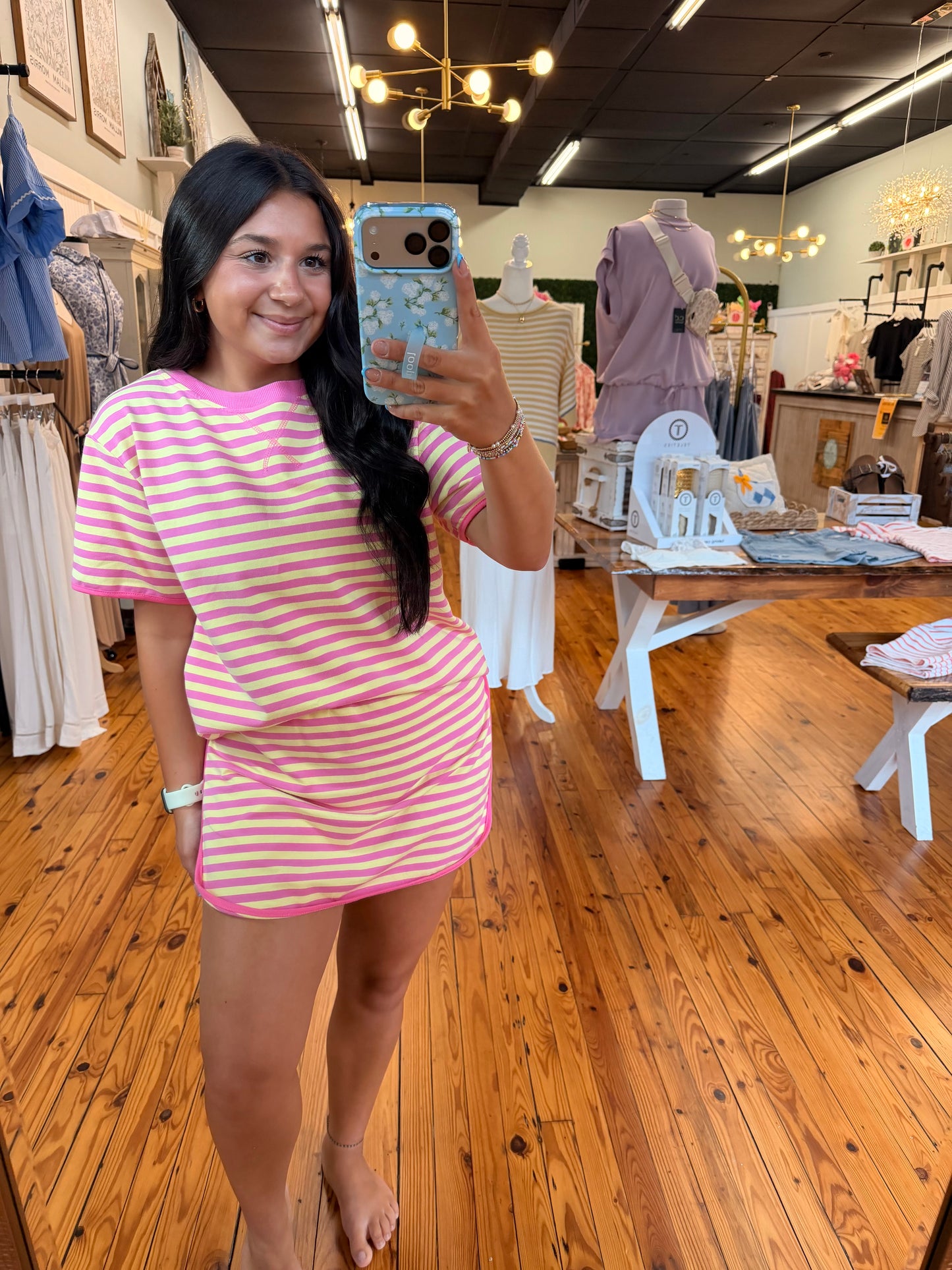 Pink Striped 2pc. Skirt Set