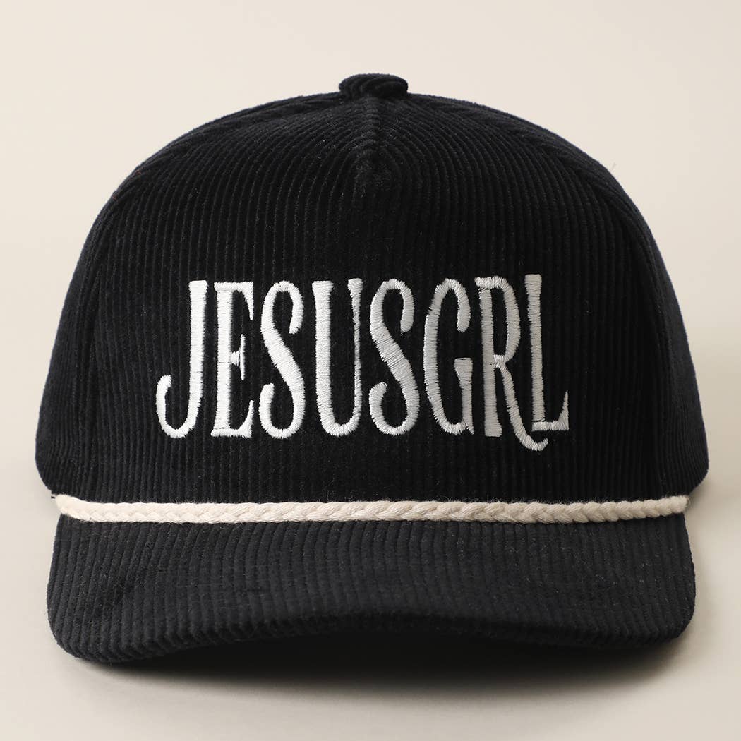 JESUSGRL Embroidered Corduroy Rope Trucker Hat