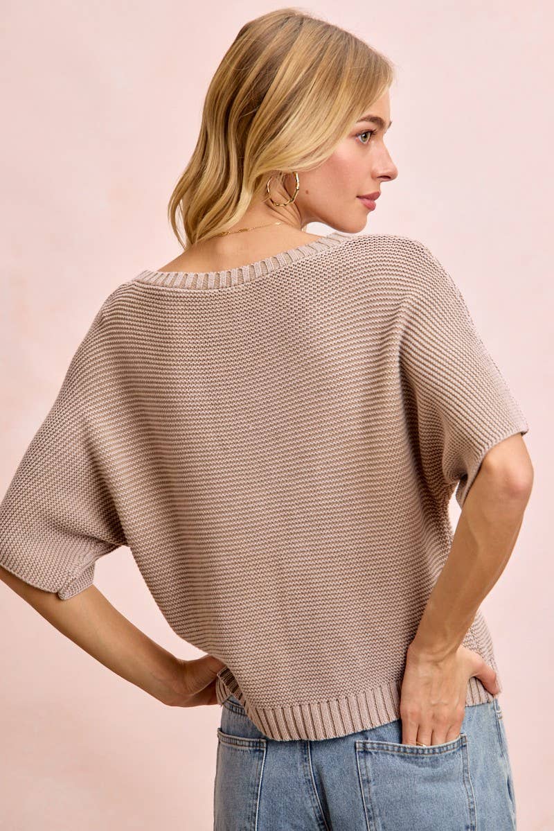 Short Sleeves Washed Knit Top