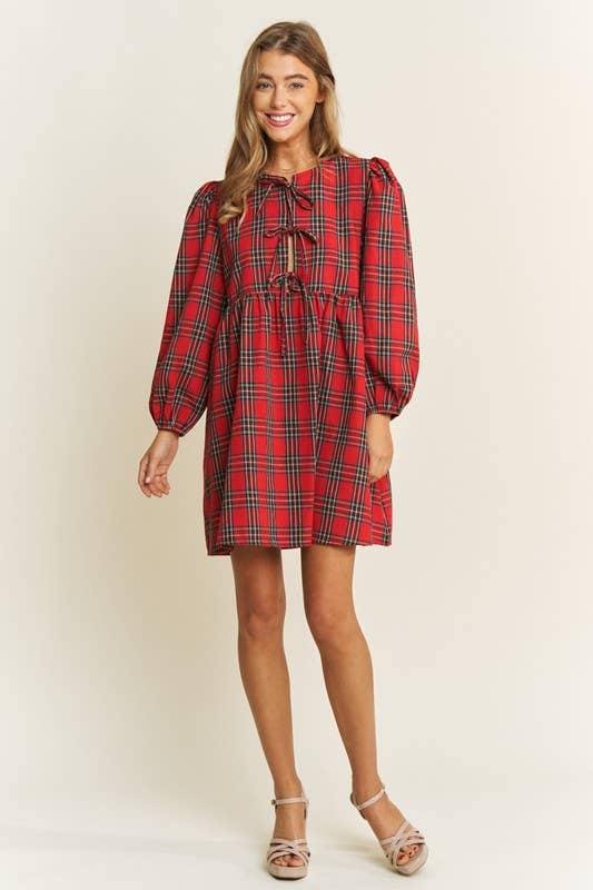 SALE! The Plaid Bow Baby Doll Dress🎄🎅🏻 (S-L)