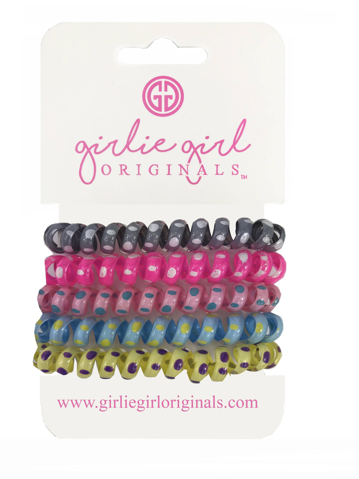 TC-DOT 13 Gry/Yel Telephone Cord Hair Ties