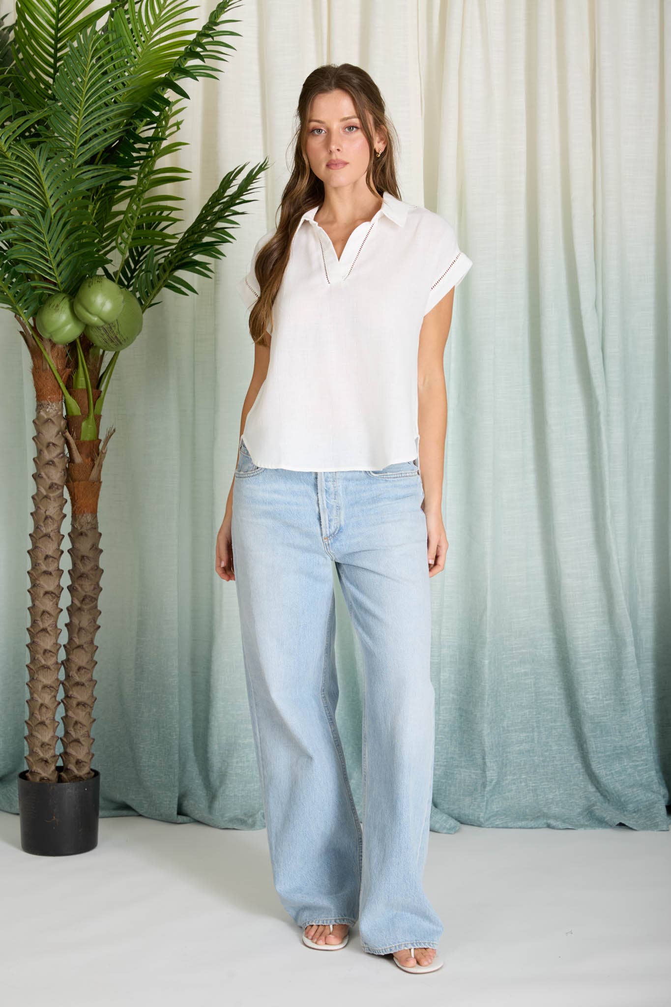 The Leslie Collared V-neck Summer Top (S-L)