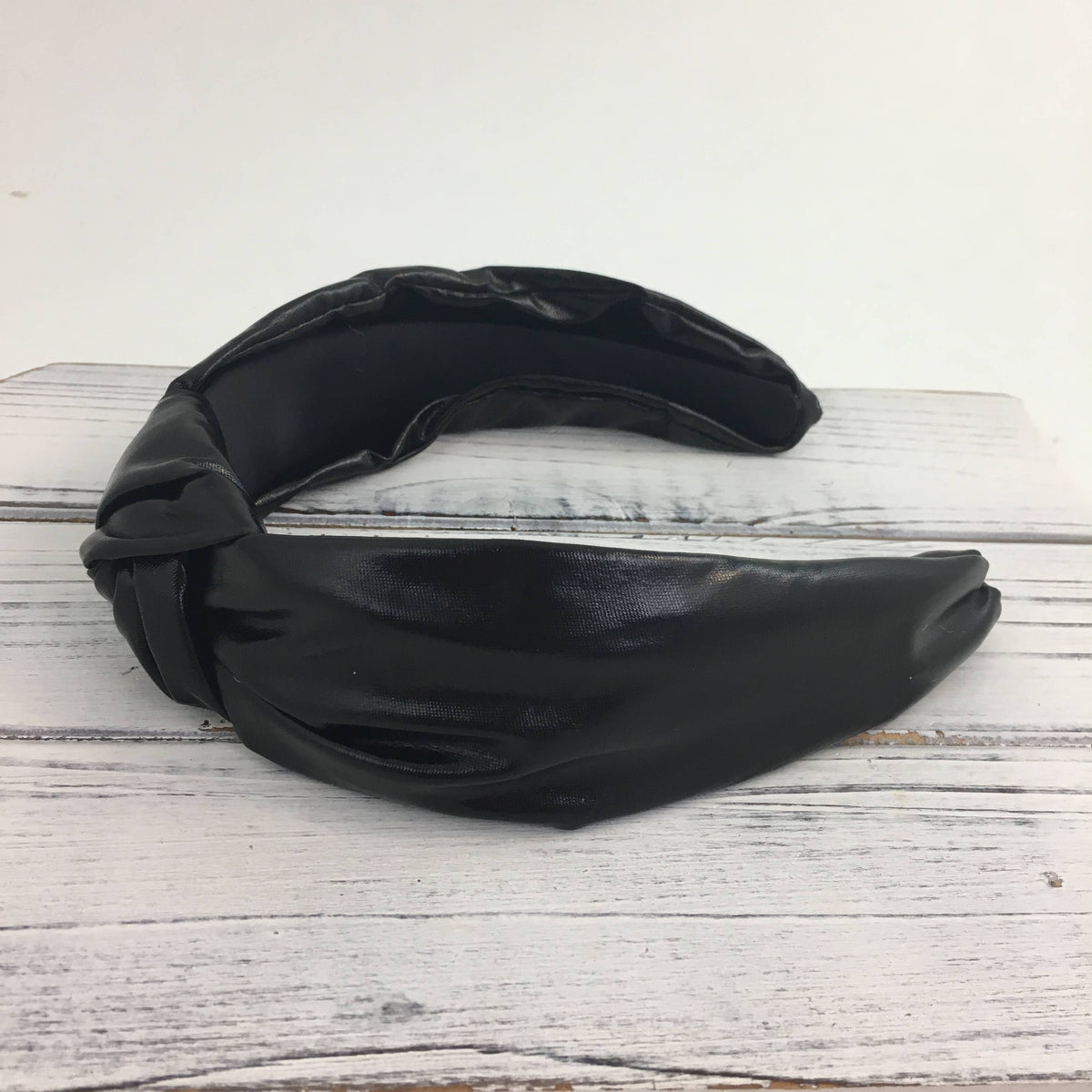 Faux leather knot headband