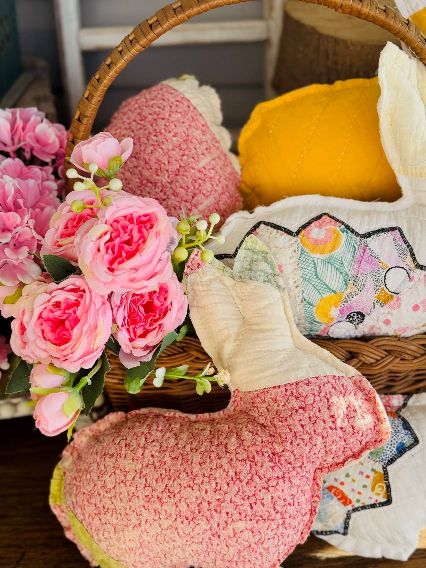 SALE!!! Vintage Fabric Easter Bunny🐇🐰made from upcycled quilts