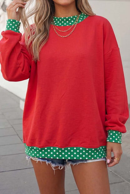 Georgia Polka Dot Trim Mockneck Sweatshirt | S-XL