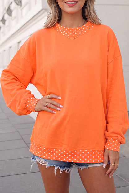 Georgia Polka Dot Trim Mockneck Sweatshirt | S-XL
