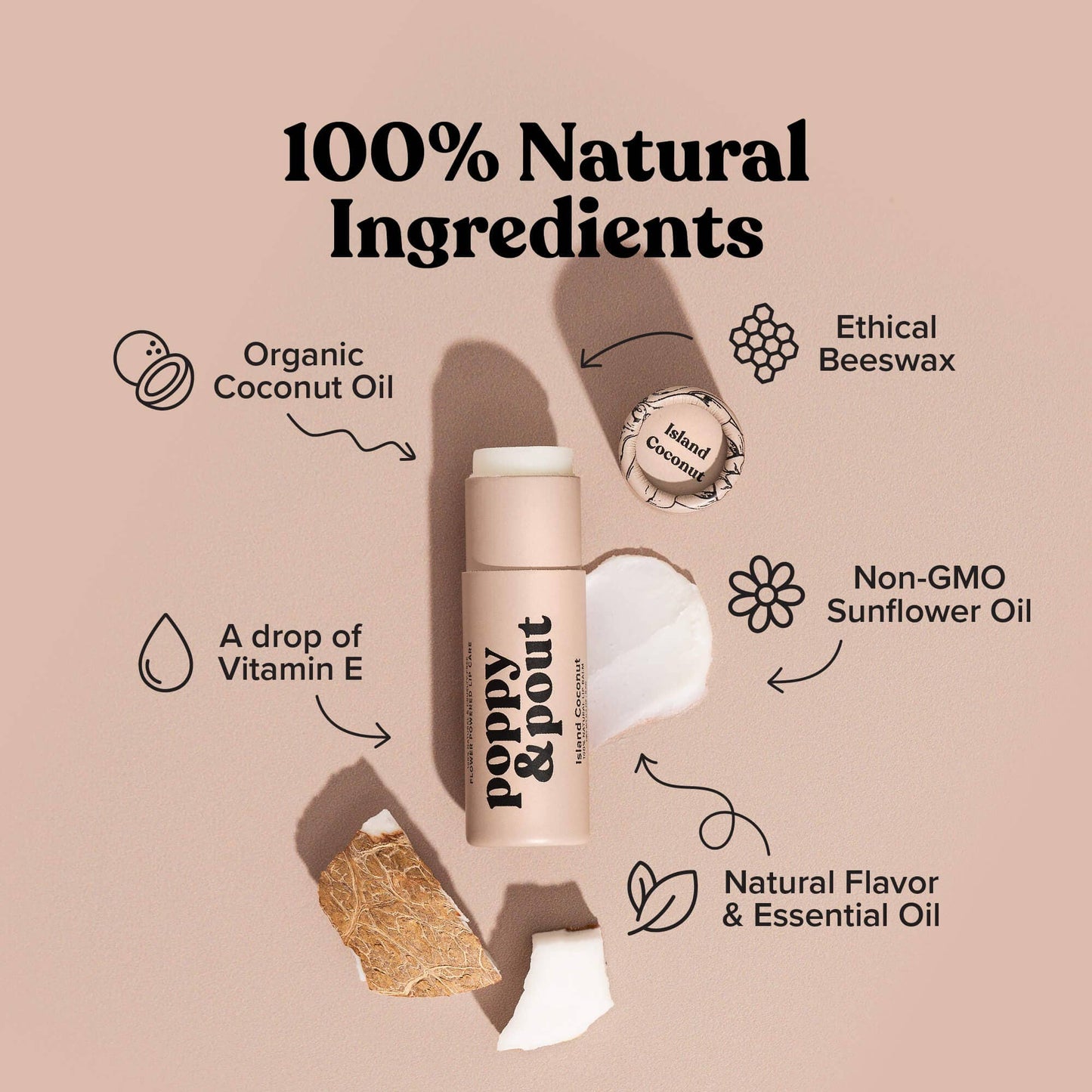 🥥Poppy & Pout - Lip Balm, Island Coconut