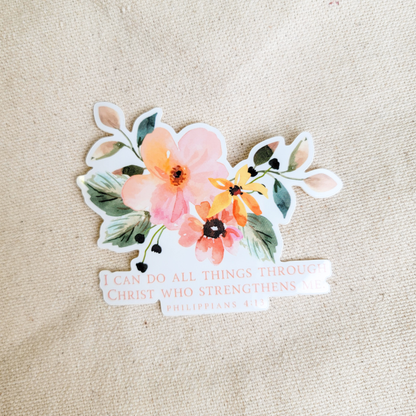 Scripted Pearl - I Can Do All Things Christian Vinyl Sticker, Waterproof