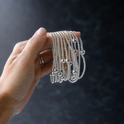 Uno Silver Plated Smooth Beaded Stretch Bracelet