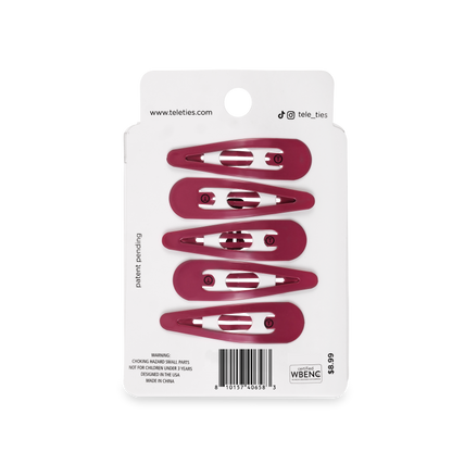 TELETIES - Burgundy Wild Side Snap Clips (6Ct)