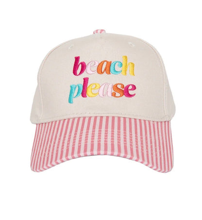 Beach Please Striped Hat