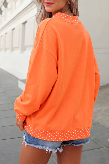 Georgia Polka Dot Trim Mockneck Sweatshirt | S-XL