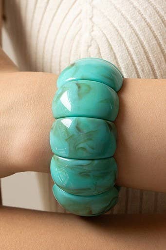 Color-Block Acrylic Stretch Cord Bracelet