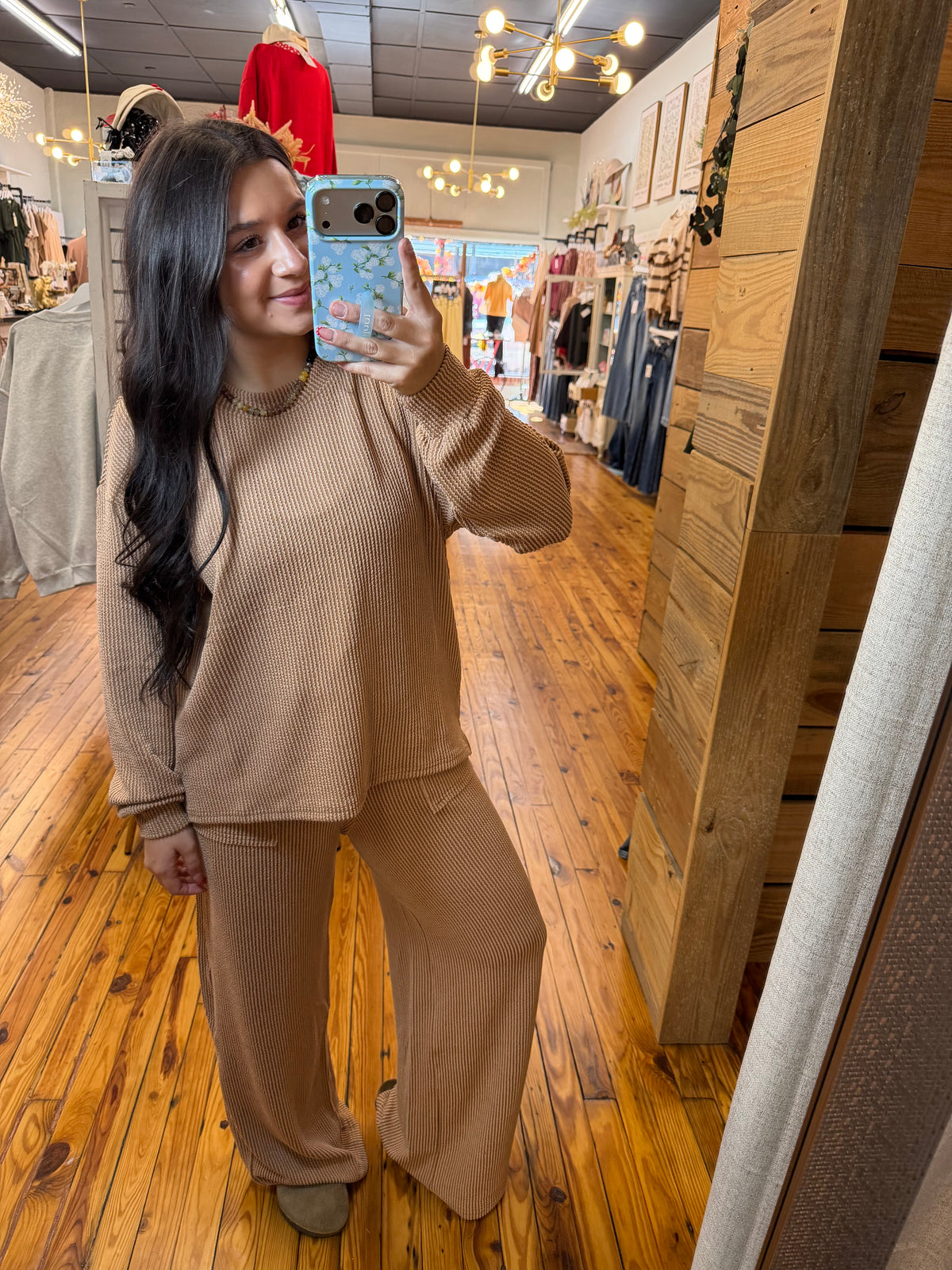 Raised Rib Pullover LS Pants Set(2 Colors)