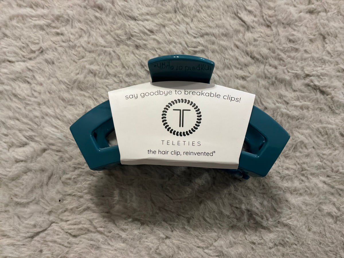Open Teal With It Claw Clip-Large