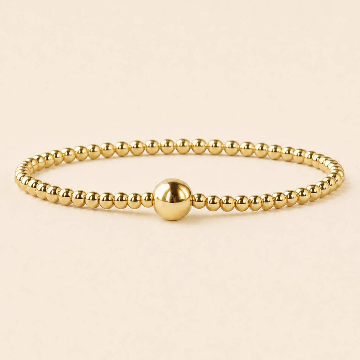 Uno Tarnish Resistant Gold Beaded Stretch Bracelet, Smooth