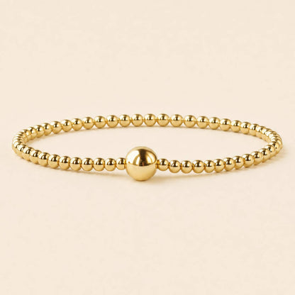 Uno Tarnish Resistant Gold Beaded Stretch Bracelet, Smooth