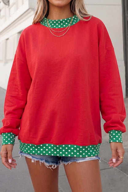 Georgia Polka Dot Trim Mockneck Sweatshirt | S-XL