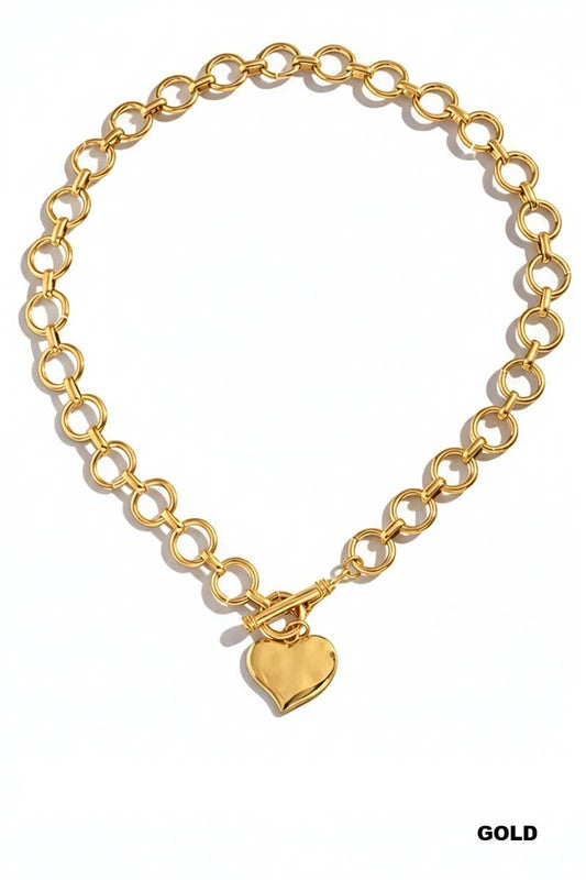 Notable Hammered Heart Toggle Necklace