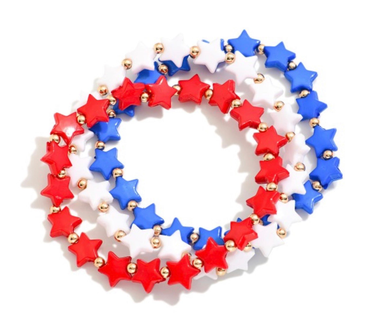 Set Of 3 RWB Star Bracelets