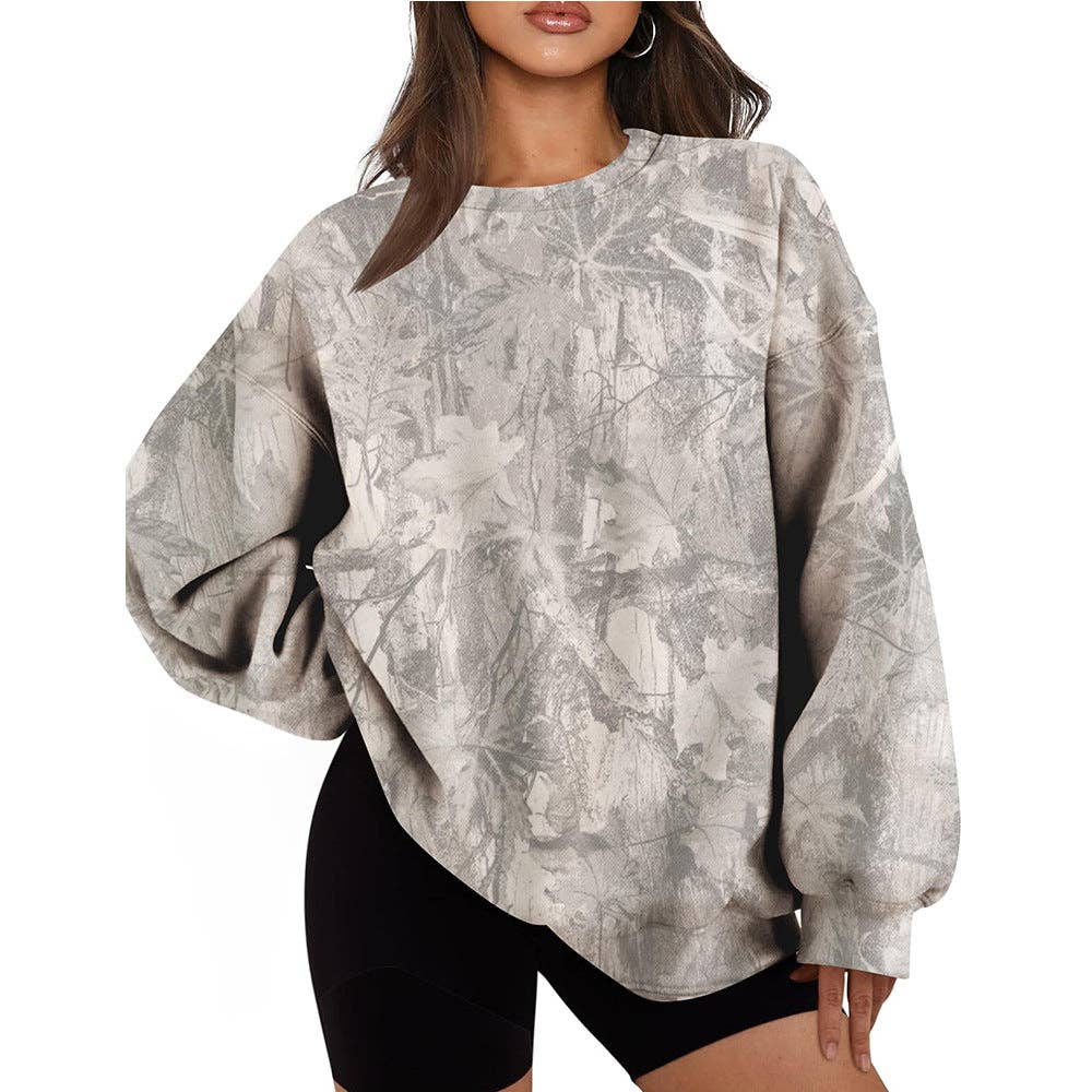 Camo Print Oversized Crewneck