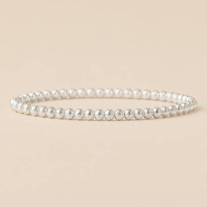 Silver Plated 4mm Textured Beaded Stretch Bracelet