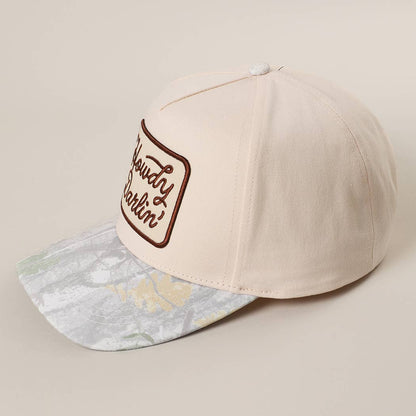 Howdy Darlin' Embroidered Patch Nature Camo Brim Trucker Hat