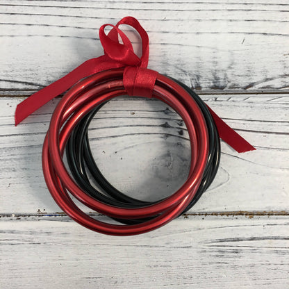 Red and black bangle bracelet set