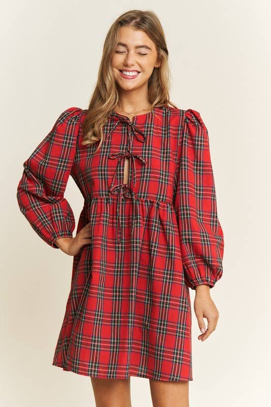 SALE! The Plaid Bow Baby Doll Dress🎄🎅🏻 (S-L)