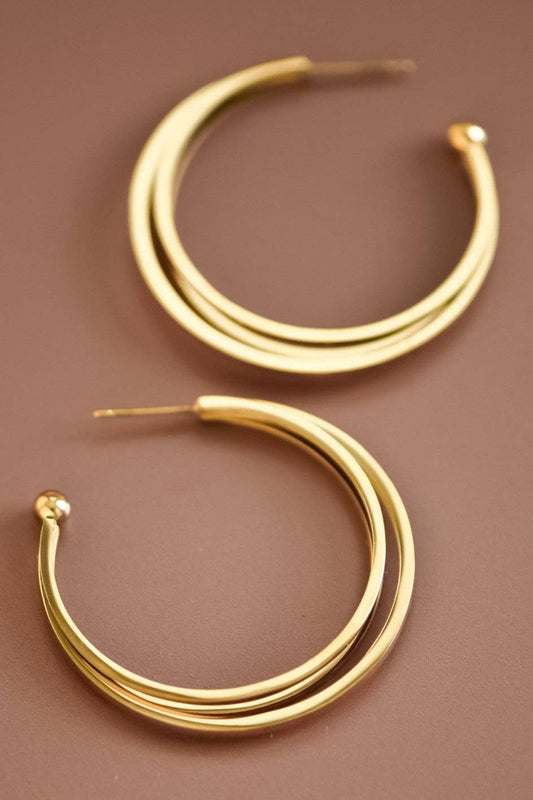 18K Gold Plated Waterproof Stainless Steel Hoop Earrings