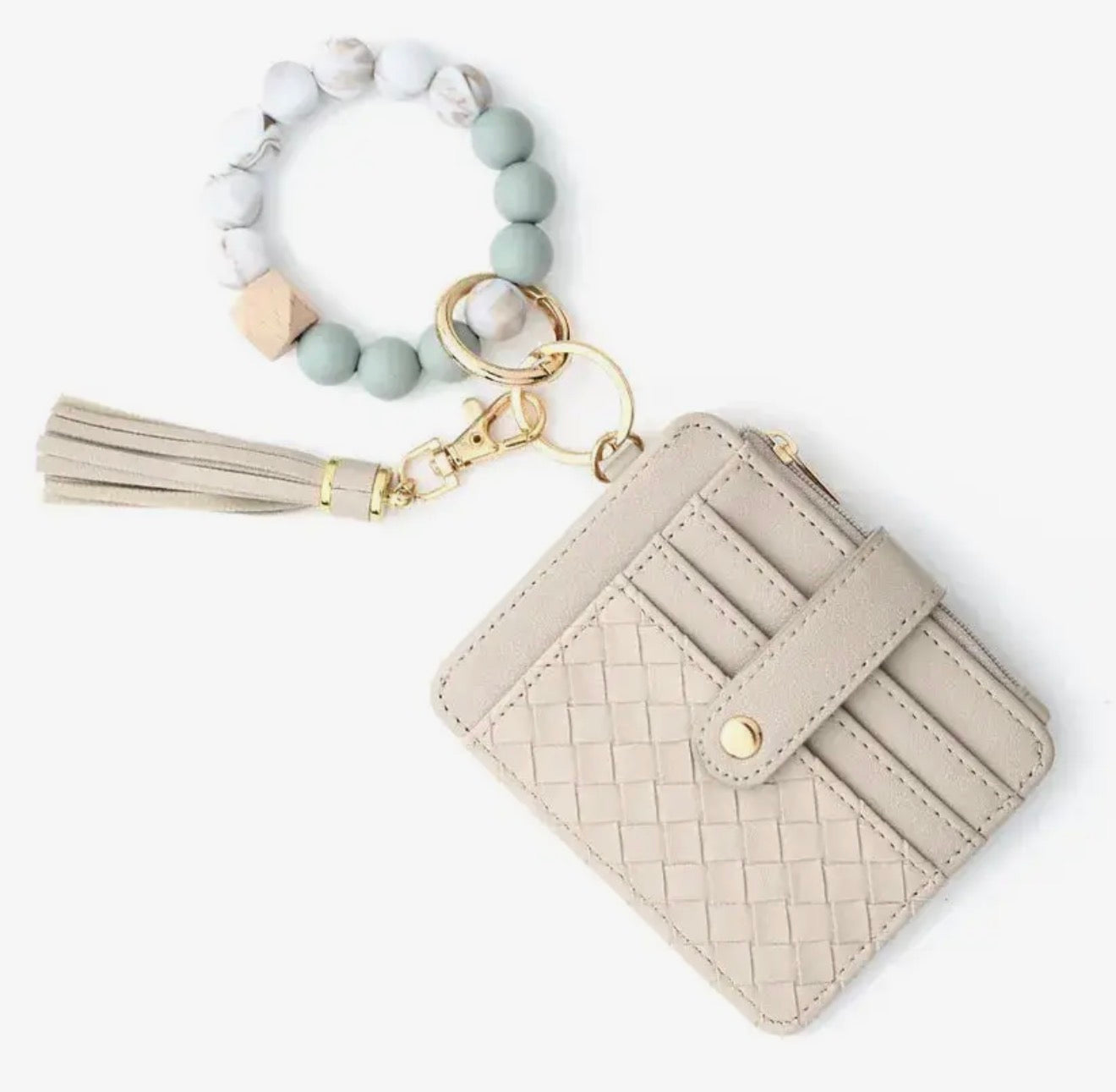 Quilted Beaded Keychain Wallet